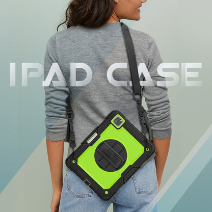 สำหรับ iPad Pro 11 นิ้ว (2018) / Pro 11 นิ้ว (2020) ซิลิกาเจลสีดำกันกระแทก + เคสแท็บเล็ตป้องกันพีซีสีสันสดใสพร้อมตัวยึดและสายสะพายไหล่และสายคล้องมือและช่องเสียบปากกา, iPad Pro 11 inch (2018)