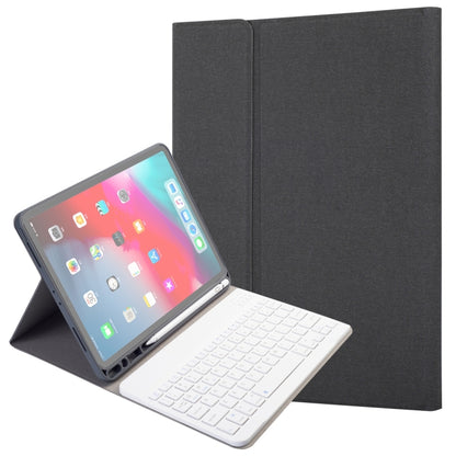RK11 สำหรับ iPad Pro 11 นิ้วเนื้อผ้าไหมที่ถอดออกได้พลาสติกบลูทูธคีย์บอร์ดหนังกรณีแท็บเล็ตพร้อมช่องเสียบปากกาและฟังก์ชั่นยืน