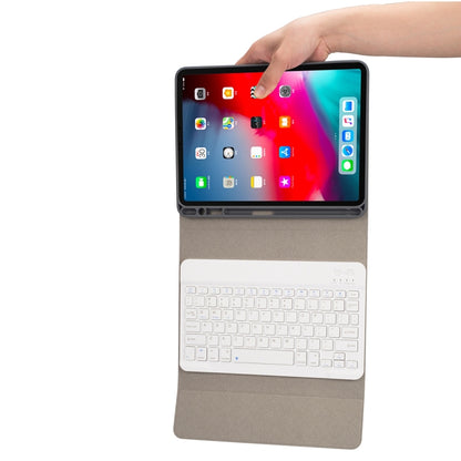 RK11 สำหรับ iPad Pro 11 นิ้วเนื้อผ้าไหมที่ถอดออกได้พลาสติกบลูทูธคีย์บอร์ดหนังกรณีแท็บเล็ตพร้อมช่องเสียบปากกาและฟังก์ชั่นยืน