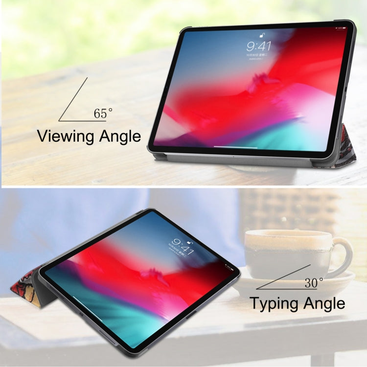 ซองหนังทาสีลายกราฟฟิตีแนวนอนพลิกสำหรับ iPad Pro 11 นิ้ว (2018) พร้อมตัวยึดสามพับและฟังก์ชั่นปลุก / นอนหลับ, For iPad Pro 11 inch (2018)