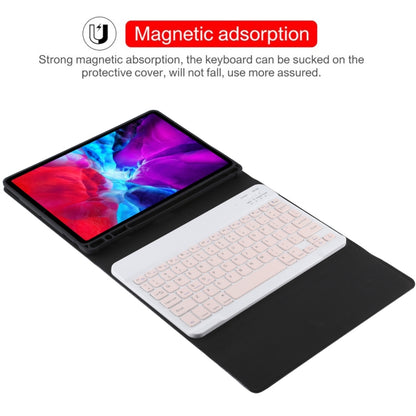 TG11B แป้นพิมพ์บลูทูธสีชมพูแบบถอดได้ + เคสแท็บเล็ตหนังไมโครไฟเบอร์สำหรับ iPad Pro 11 นิ้ว (2020) พร้อมช่องใส่ปากกาและที่วาง, Pink Keyboard