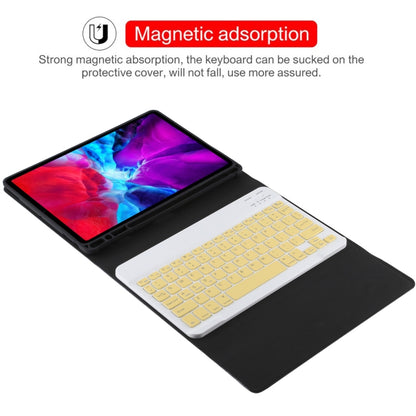 TG11B แป้นพิมพ์บลูทูธสีเหลืองแบบถอดได้ + เคสแท็บเล็ตหนังไมโครไฟเบอร์สำหรับ iPad Pro 11 นิ้ว (2020) พร้อมช่องใส่ปากกาและที่วาง, Yellow Keyboard