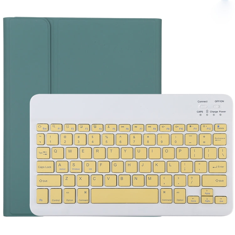 TG11B แป้นพิมพ์บลูทูธสีเหลืองแบบถอดได้ + เคสแท็บเล็ตหนังไมโครไฟเบอร์สำหรับ iPad Pro 11 นิ้ว (2020) พร้อมช่องใส่ปากกาและที่วาง, Yellow Keyboard