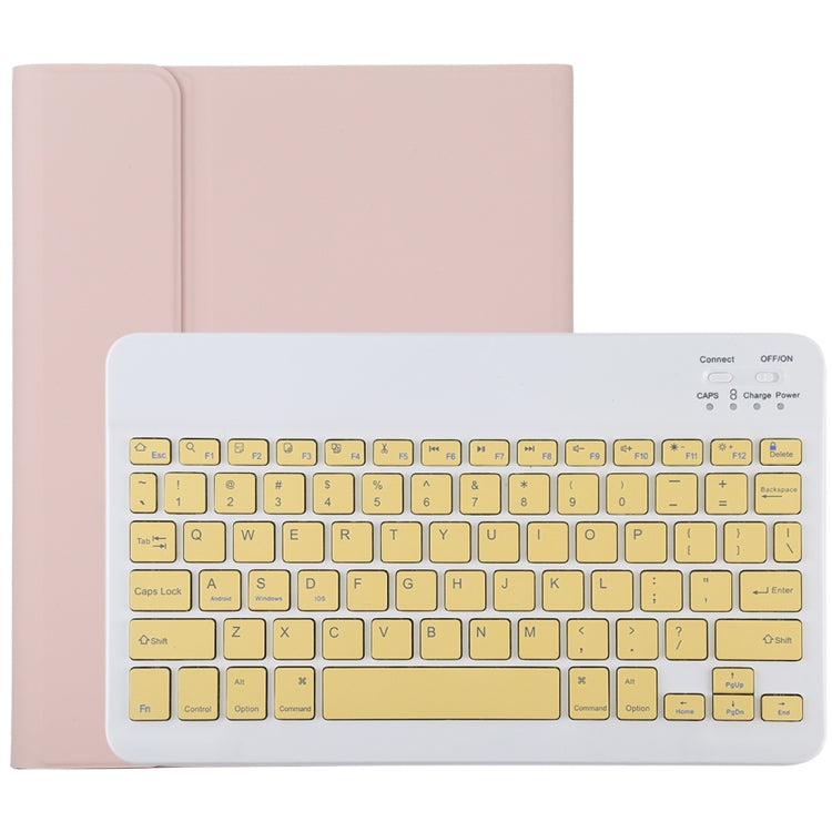 TG11B แป้นพิมพ์บลูทูธสีเหลืองแบบถอดได้ + เคสแท็บเล็ตหนังไมโครไฟเบอร์สำหรับ iPad Pro 11 นิ้ว (2020) พร้อมช่องใส่ปากกาและที่วาง, Yellow Keyboard