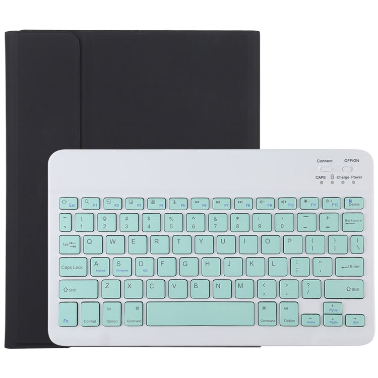 TG11B แป้นพิมพ์บลูทูธสีเขียวแบบถอดได้ + เคสแท็บเล็ตหนังไมโครไฟเบอร์สำหรับ iPad Pro 11 นิ้ว (2020) พร้อมช่องใส่ปากกาและที่วาง, Green Keyboard