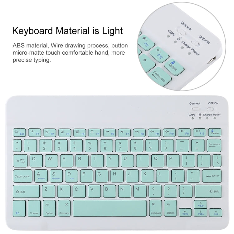 TG11B แป้นพิมพ์บลูทูธสีเขียวแบบถอดได้ + เคสแท็บเล็ตหนังไมโครไฟเบอร์สำหรับ iPad Pro 11 นิ้ว (2020) พร้อมช่องใส่ปากกาและที่วาง, Green Keyboard