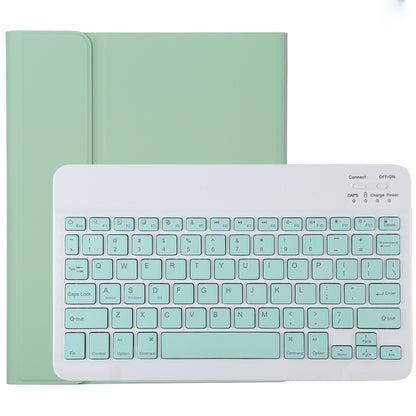 TG11B แป้นพิมพ์บลูทูธสีเขียวแบบถอดได้ + เคสแท็บเล็ตหนังไมโครไฟเบอร์สำหรับ iPad Pro 11 นิ้ว (2020) พร้อมช่องใส่ปากกาและที่วาง, Green Keyboard