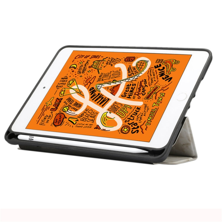 ซองหนังพลิกแนวนอนลายพื้นผิวหินอ่อนสำหรับ iPad Mini 2019 พร้อมที่วางสามพับและช่องเสียบปากกาและฟังก์ชั่นพัก / ปลุก, For iPad Mini 2019