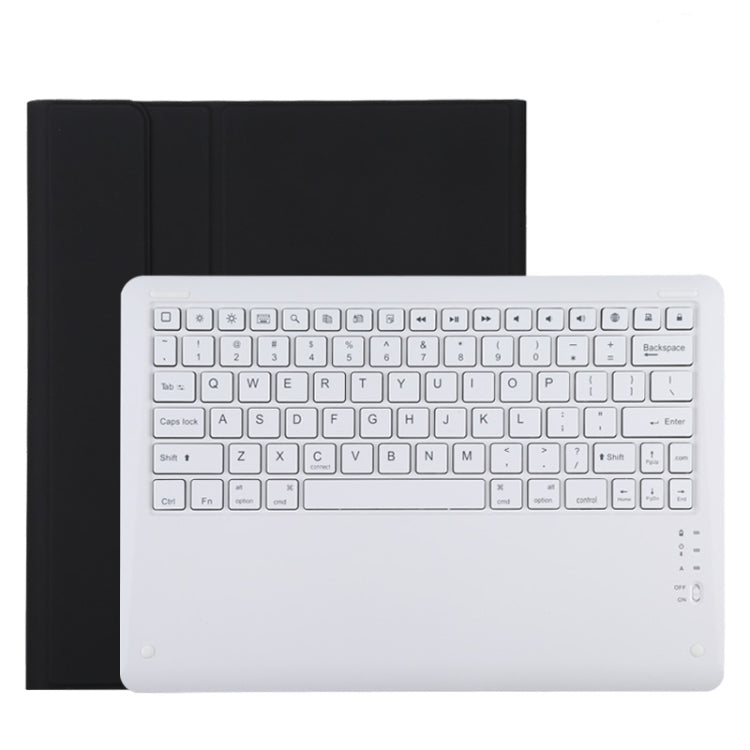 T129 เคสแท็บเล็ตหนังไมโครไฟเบอร์คีย์บอร์ด Bluetooth สีขาวที่ถอดออกได้สำหรับ iPad Pro 12.9 นิ้ว (2020) พร้อมตัวยึด, White Keyboard