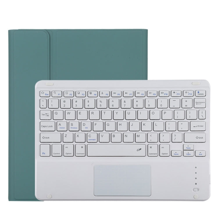 TG11BC เคสแท็บเล็ตหนังไมโครไฟเบอร์คีย์บอร์ด Bluetooth สีขาวที่ถอดออกได้สำหรับ iPad Pro 11 นิ้ว (2020) พร้อมทัชแพดและช่องเสียบปากกาและที่วาง, White Keyboard