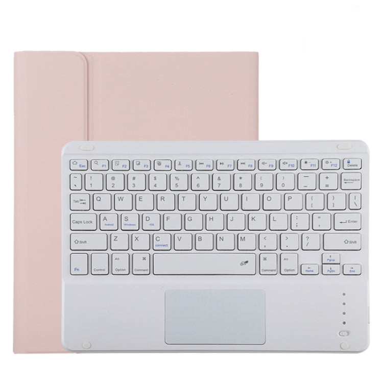 TG11BC เคสแท็บเล็ตหนังไมโครไฟเบอร์คีย์บอร์ด Bluetooth สีขาวที่ถอดออกได้สำหรับ iPad Pro 11 นิ้ว (2020) พร้อมทัชแพดและช่องเสียบปากกาและที่วาง, White Keyboard