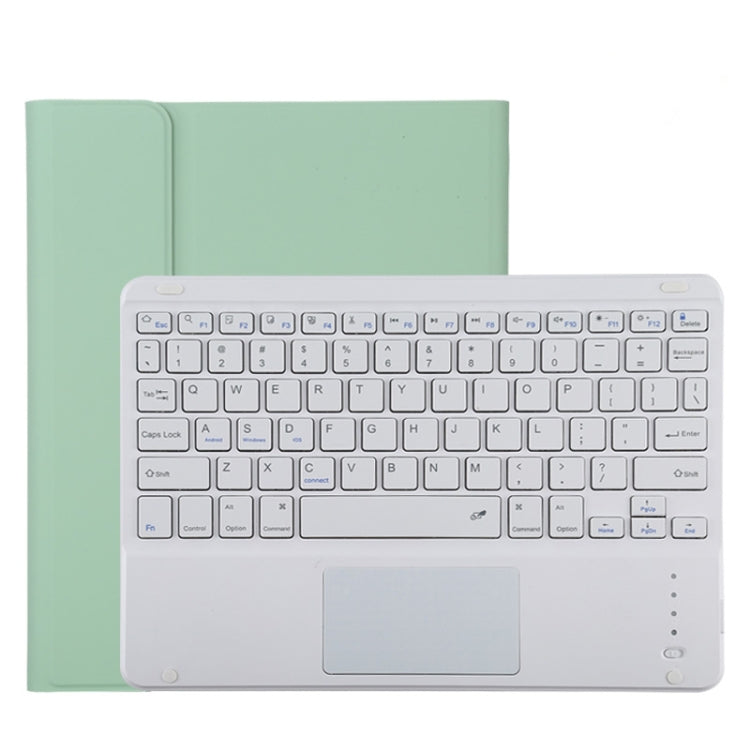 TG11BC เคสแท็บเล็ตหนังไมโครไฟเบอร์คีย์บอร์ด Bluetooth สีขาวที่ถอดออกได้สำหรับ iPad Pro 11 นิ้ว (2020) พร้อมทัชแพดและช่องเสียบปากกาและที่วาง, White Keyboard