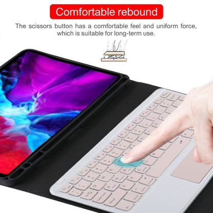 TG11BC บลูทูธที่ถอดออกได้แป้นพิมพ์สีชมพูหนังไมโครไฟเบอร์เคสแท็บเล็ตสำหรับ iPad Pro 11 นิ้ว (2020) พร้อมทัชแพดและช่องเสียบปากกาและที่วาง, Pink Keyboard