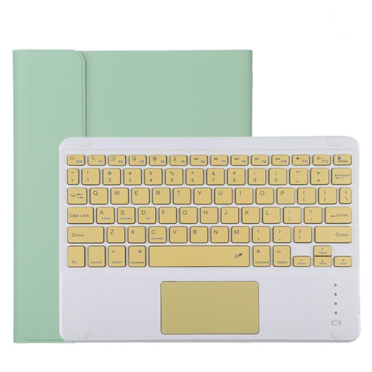 TG11BC บลูทูธที่ถอดออกได้คีย์บอร์ดสีเหลืองหนังไมโครไฟเบอร์เคสแท็บเล็ตสำหรับ iPad Pro 11 นิ้ว (2020) พร้อมทัชแพดและช่องเสียบปากกาและที่วาง, Yellow Keyboard