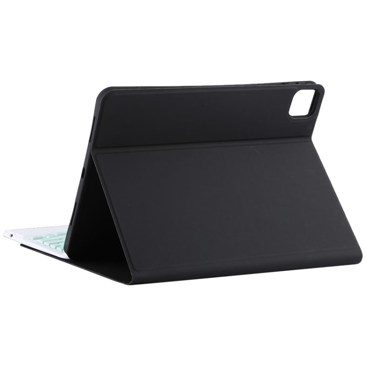 TG11BC เคสแท็บเล็ตหนังไมโครไฟเบอร์สำหรับคีย์บอร์ด Bluetooth สีเขียวที่ถอดออกได้สำหรับ iPad Pro 11 นิ้ว (2020) พร้อมทัชแพดและช่องเสียบปากกาและที่วาง, Green Keyboard
