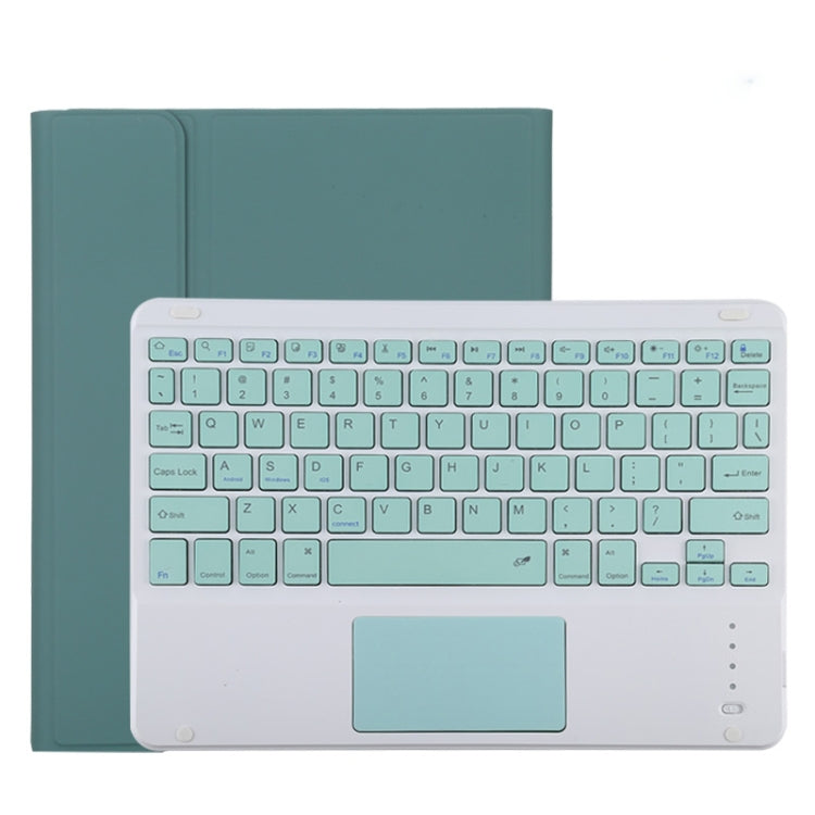 TG11BC เคสแท็บเล็ตหนังไมโครไฟเบอร์สำหรับคีย์บอร์ด Bluetooth สีเขียวที่ถอดออกได้สำหรับ iPad Pro 11 นิ้ว (2020) พร้อมทัชแพดและช่องเสียบปากกาและที่วาง, Green Keyboard