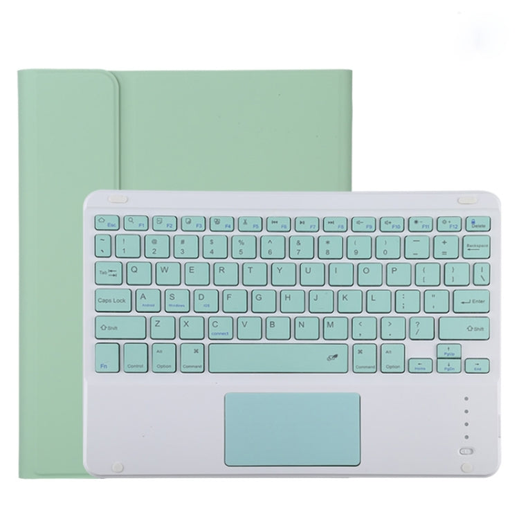 TG11BC เคสแท็บเล็ตหนังไมโครไฟเบอร์สำหรับคีย์บอร์ด Bluetooth สีเขียวที่ถอดออกได้สำหรับ iPad Pro 11 นิ้ว (2020) พร้อมทัชแพดและช่องเสียบปากกาและที่วาง, Green Keyboard