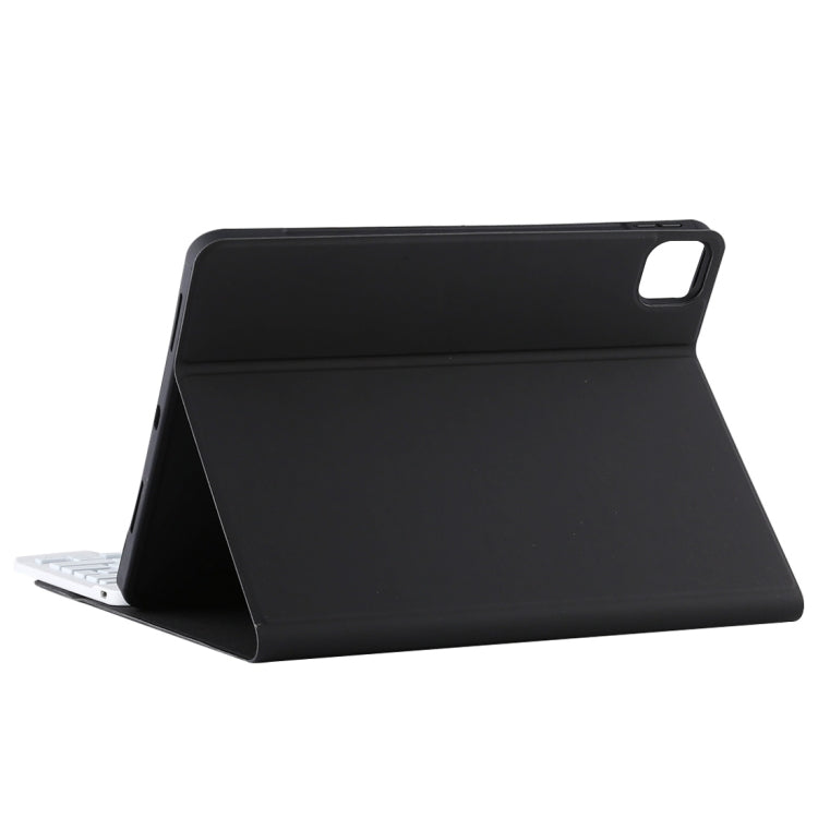 TG11BCS เคสแท็บเล็ตหนังไมโครไฟเบอร์คีย์บอร์ด Bluetooth สีขาวแบบถอดได้สำหรับ iPad Pro 11 นิ้ว (2020) พร้อมไฟแบ็คไลท์และทัชแพดและช่องเสียบปากกาและที่วาง, White Keyboard