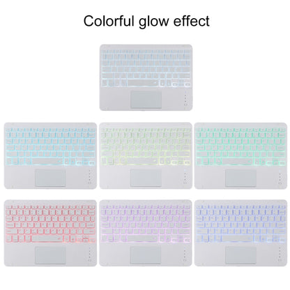 TG11BCS เคสแท็บเล็ตหนังไมโครไฟเบอร์คีย์บอร์ด Bluetooth สีขาวแบบถอดได้สำหรับ iPad Pro 11 นิ้ว (2020) พร้อมไฟแบ็คไลท์และทัชแพดและช่องเสียบปากกาและที่วาง, White Keyboard