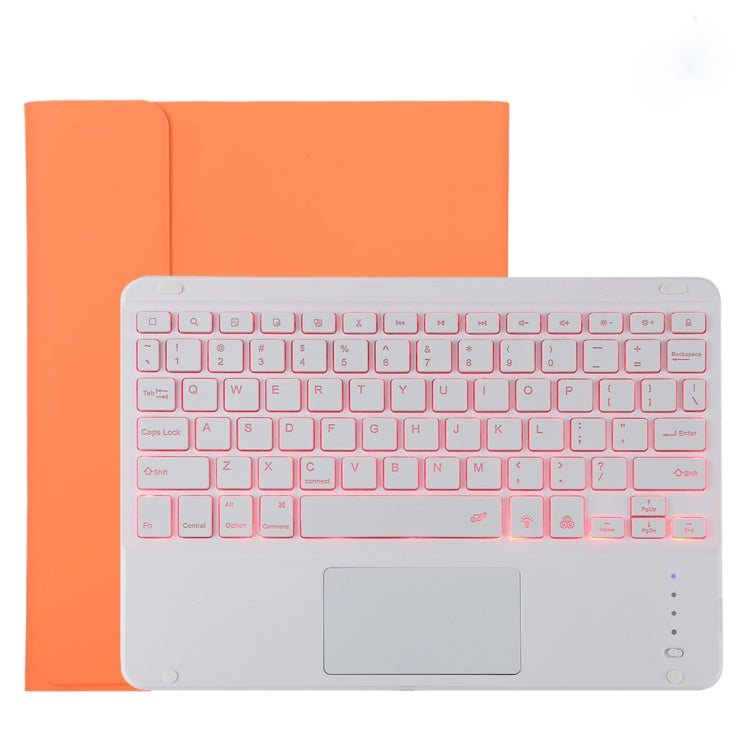 TG11BCS เคสแท็บเล็ตหนังไมโครไฟเบอร์คีย์บอร์ด Bluetooth สีขาวแบบถอดได้สำหรับ iPad Pro 11 นิ้ว (2020) พร้อมไฟแบ็คไลท์และทัชแพดและช่องเสียบปากกาและที่วาง, White Keyboard