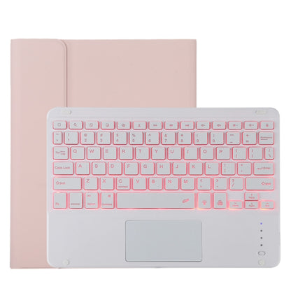 TG11BCS เคสแท็บเล็ตหนังไมโครไฟเบอร์คีย์บอร์ด Bluetooth สีขาวแบบถอดได้สำหรับ iPad Pro 11 นิ้ว (2020) พร้อมไฟแบ็คไลท์และทัชแพดและช่องเสียบปากกาและที่วาง, White Keyboard