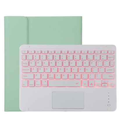 TG11BCS เคสแท็บเล็ตหนังไมโครไฟเบอร์คีย์บอร์ด Bluetooth สีขาวแบบถอดได้สำหรับ iPad Pro 11 นิ้ว (2020) พร้อมไฟแบ็คไลท์และทัชแพดและช่องเสียบปากกาและที่วาง, White Keyboard