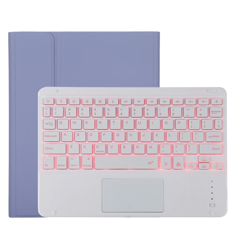 TG11BCS เคสแท็บเล็ตหนังไมโครไฟเบอร์คีย์บอร์ด Bluetooth สีขาวแบบถอดได้สำหรับ iPad Pro 11 นิ้ว (2020) พร้อมไฟแบ็คไลท์และทัชแพดและช่องเสียบปากกาและที่วาง, White Keyboard