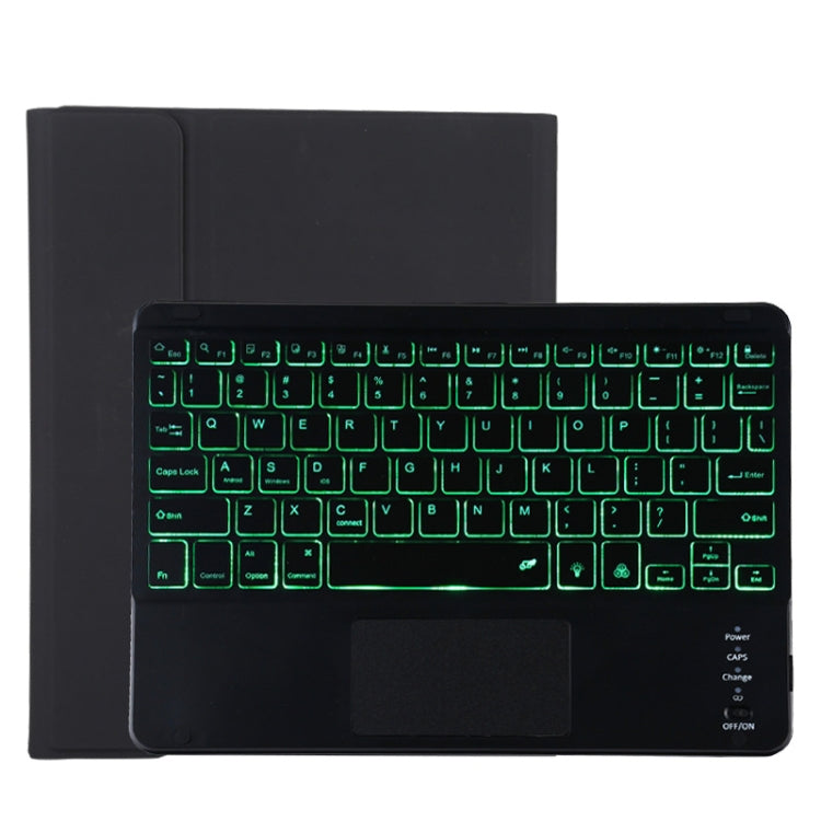 TG11BCS เคสแท็บเล็ตหนังไมโครไฟเบอร์คีย์บอร์ด Bluetooth สีดำที่ถอดออกได้สำหรับ iPad Pro 11 นิ้ว (2020) พร้อมไฟแบ็คไลท์และทัชแพดและช่องเสียบปากกาและที่วาง, Black Keyboard