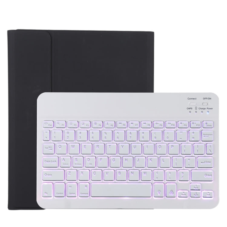 TG11BS เคสแท็บเล็ตหนังไมโครไฟเบอร์คีย์บอร์ด Bluetooth สีขาวที่ถอดออกได้สำหรับ iPad Pro 11 นิ้ว (2020) พร้อมแสงไฟและช่องเสียบปากกาและที่วาง, White Keyboard