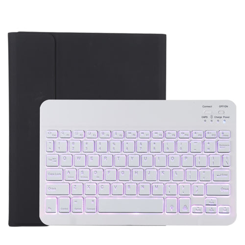 TG11BS เคสแท็บเล็ตหนังไมโครไฟเบอร์คีย์บอร์ด Bluetooth สีขาวที่ถอดออกได้สำหรับ iPad Pro 11 นิ้ว (2020) พร้อมแสงไฟและช่องเสียบปากกาและที่วาง, White Keyboard