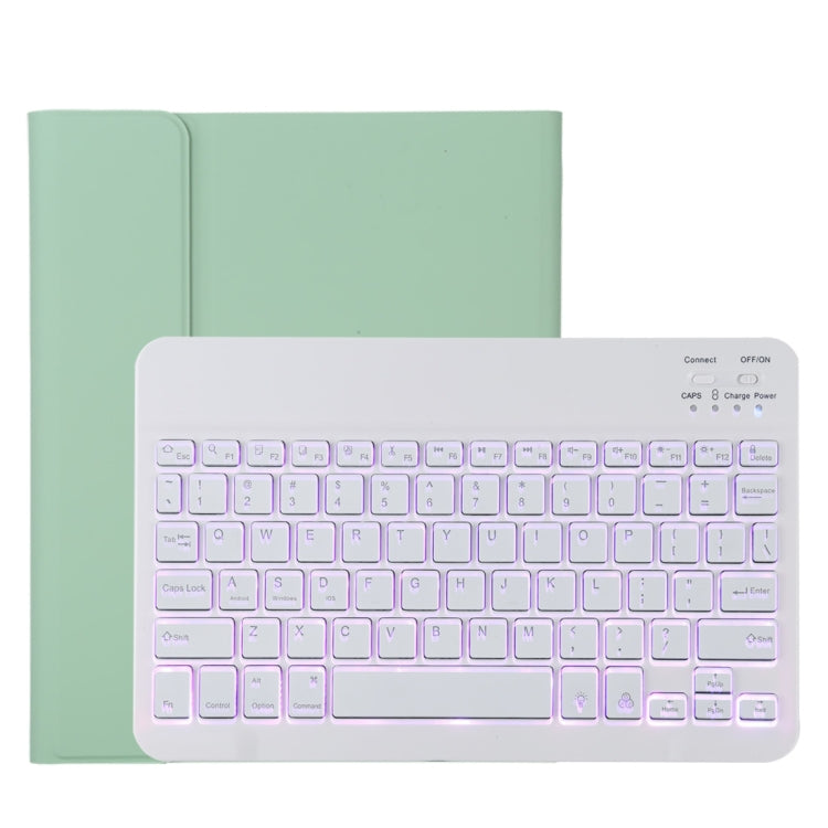 TG11BS เคสแท็บเล็ตหนังไมโครไฟเบอร์คีย์บอร์ด Bluetooth สีขาวที่ถอดออกได้สำหรับ iPad Pro 11 นิ้ว (2020) พร้อมแสงไฟและช่องเสียบปากกาและที่วาง, White Keyboard