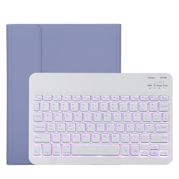 TG11BS เคสแท็บเล็ตหนังไมโครไฟเบอร์คีย์บอร์ด Bluetooth สีขาวที่ถอดออกได้สำหรับ iPad Pro 11 นิ้ว (2020) พร้อมแสงไฟและช่องเสียบปากกาและที่วาง, White Keyboard
