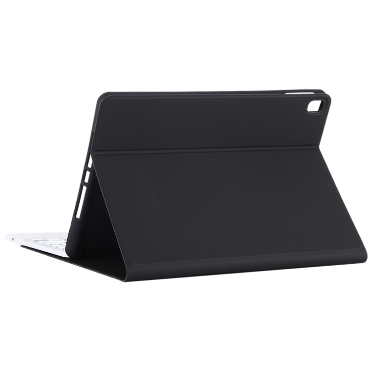 TG-102BCS แป้นพิมพ์สีขาว Bluetooth ที่ถอดออกได้ + เคสแท็บเล็ตหนังไมโครไฟเบอร์สำหรับ iPad 10.2 นิ้ว / iPad Air (2019) พร้อมทัชแพดและแบ็คไลท์และช่องเสียบปากกาและที่วาง, White Keyboard