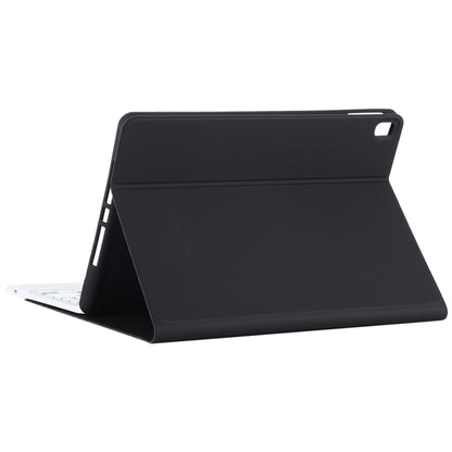 TG-102BCS แป้นพิมพ์สีขาว Bluetooth ที่ถอดออกได้ + เคสแท็บเล็ตหนังไมโครไฟเบอร์สำหรับ iPad 10.2 นิ้ว / iPad Air (2019) พร้อมทัชแพดและแบ็คไลท์และช่องเสียบปากกาและที่วาง, White Keyboard