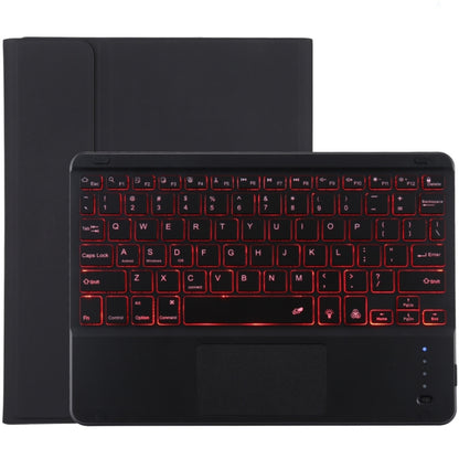 TG-102BCS แป้นพิมพ์ Bluetooth สีดำแบบถอดได้ + เคสแท็บเล็ตหนังไมโครไฟเบอร์สำหรับ iPad 10.2 นิ้ว / iPad Air (2019) พร้อมทัชแพดและแบ็คไลท์และช่องเสียบปากกาและที่วาง, Black Keyboard