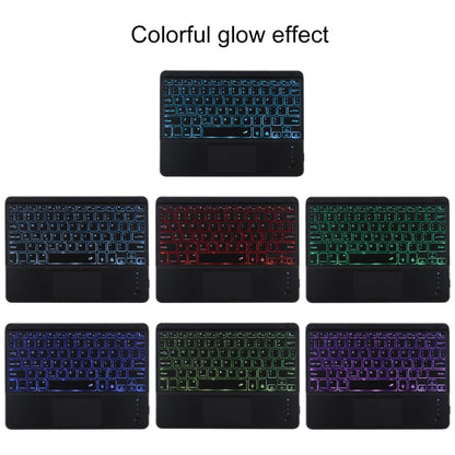 TG-102BCS แป้นพิมพ์ Bluetooth สีดำแบบถอดได้ + เคสแท็บเล็ตหนังไมโครไฟเบอร์สำหรับ iPad 10.2 นิ้ว / iPad Air (2019) พร้อมทัชแพดและแบ็คไลท์และช่องเสียบปากกาและที่วาง, Black Keyboard