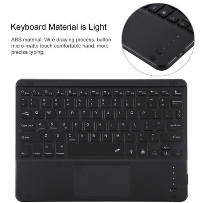 TG-102BCS แป้นพิมพ์ Bluetooth สีดำแบบถอดได้ + เคสแท็บเล็ตหนังไมโครไฟเบอร์สำหรับ iPad 10.2 นิ้ว / iPad Air (2019) พร้อมทัชแพดและแบ็คไลท์และช่องเสียบปากกาและที่วาง, Black Keyboard
