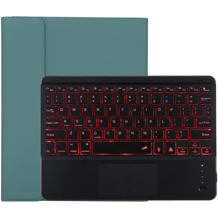 TG-102BCS แป้นพิมพ์ Bluetooth สีดำแบบถอดได้ + เคสแท็บเล็ตหนังไมโครไฟเบอร์สำหรับ iPad 10.2 นิ้ว / iPad Air (2019) พร้อมทัชแพดและแบ็คไลท์และช่องเสียบปากกาและที่วาง, Black Keyboard