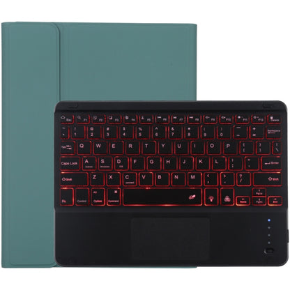 TG-102BCS แป้นพิมพ์ Bluetooth สีดำแบบถอดได้ + เคสแท็บเล็ตหนังไมโครไฟเบอร์สำหรับ iPad 10.2 นิ้ว / iPad Air (2019) พร้อมทัชแพดและแบ็คไลท์และช่องเสียบปากกาและที่วาง, Black Keyboard