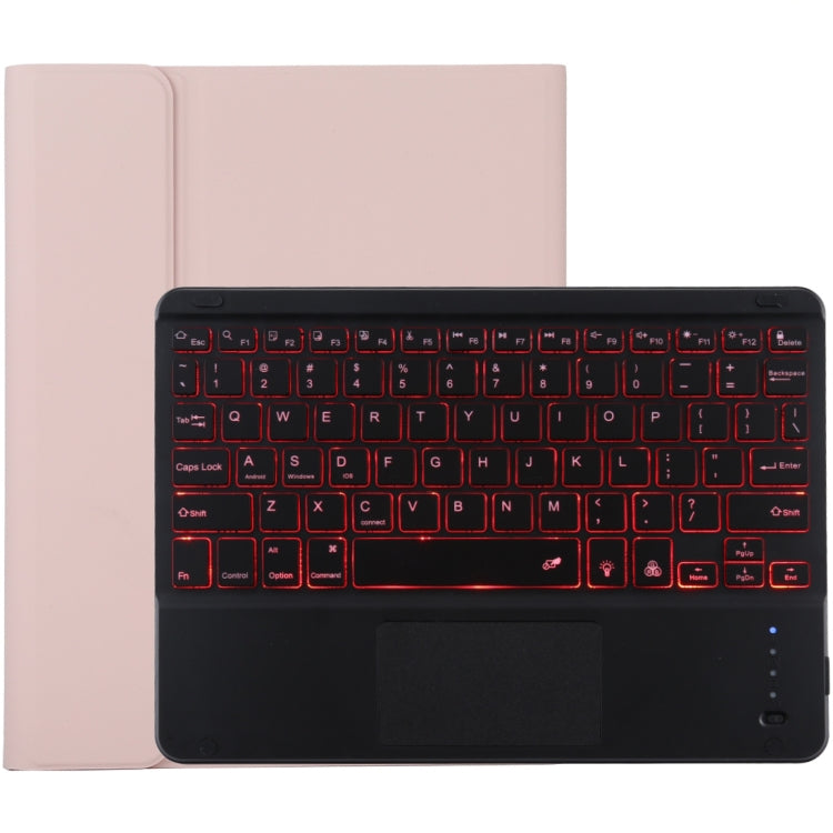 TG-102BCS แป้นพิมพ์ Bluetooth สีดำแบบถอดได้ + เคสแท็บเล็ตหนังไมโครไฟเบอร์สำหรับ iPad 10.2 นิ้ว / iPad Air (2019) พร้อมทัชแพดและแบ็คไลท์และช่องเสียบปากกาและที่วาง, Black Keyboard