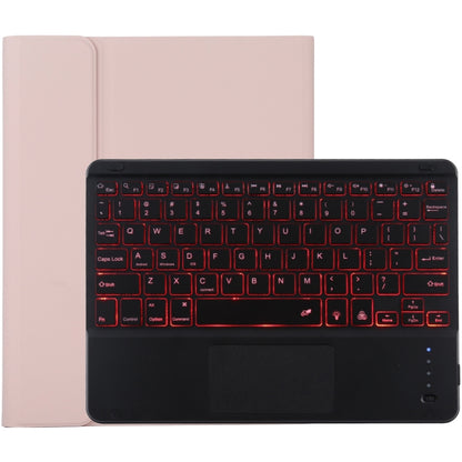 TG-102BCS แป้นพิมพ์ Bluetooth สีดำแบบถอดได้ + เคสแท็บเล็ตหนังไมโครไฟเบอร์สำหรับ iPad 10.2 นิ้ว / iPad Air (2019) พร้อมทัชแพดและแบ็คไลท์และช่องเสียบปากกาและที่วาง, Black Keyboard