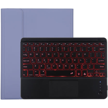 TG-102BCS แป้นพิมพ์ Bluetooth สีดำแบบถอดได้ + เคสแท็บเล็ตหนังไมโครไฟเบอร์สำหรับ iPad 10.2 นิ้ว / iPad Air (2019) พร้อมทัชแพดและแบ็คไลท์และช่องเสียบปากกาและที่วาง, Black Keyboard