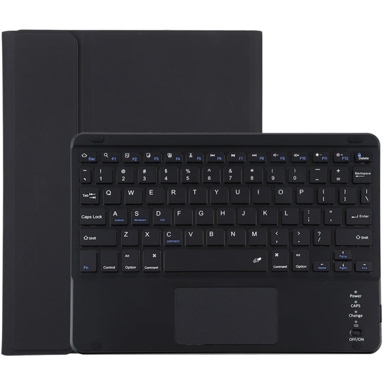 TG-102BC แป้นพิมพ์ Bluetooth สีดำแบบถอดได้ + เคสแท็บเล็ตหนังไมโครไฟเบอร์สำหรับ iPad 10.2 นิ้ว / iPad Air (2019) พร้อมทัชแพดและช่องเสียบปากกาและที่วาง, TG-102BC