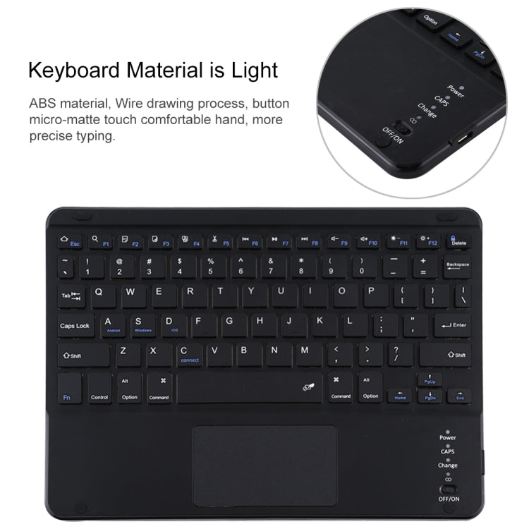 TG-102BC แป้นพิมพ์ Bluetooth สีดำแบบถอดได้ + เคสแท็บเล็ตหนังไมโครไฟเบอร์สำหรับ iPad 10.2 นิ้ว / iPad Air (2019) พร้อมทัชแพดและช่องเสียบปากกาและที่วาง, TG-102BC