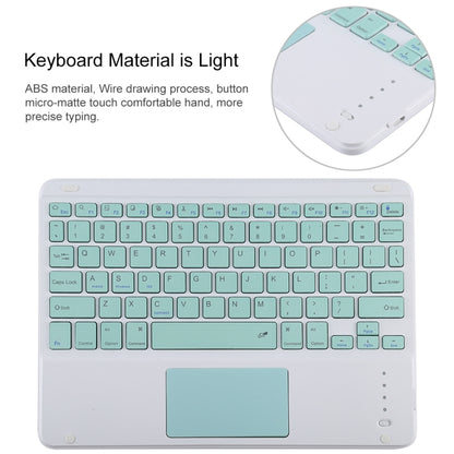 TG-102BC แป้นพิมพ์ Bluetooth สีเขียวที่ถอดออกได้ + เคสแท็บเล็ตหนังไมโครไฟเบอร์สำหรับ iPad 10.2 นิ้ว / iPad Air (2019) พร้อมทัชแพดและช่องเสียบปากกาและที่วาง, Green Keyboard