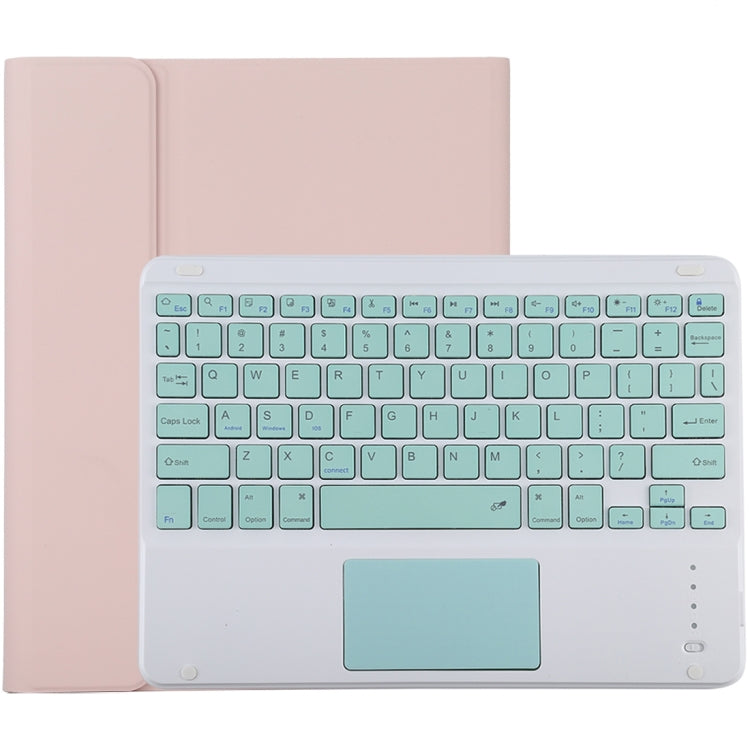 TG-102BC แป้นพิมพ์ Bluetooth สีเขียวที่ถอดออกได้ + เคสแท็บเล็ตหนังไมโครไฟเบอร์สำหรับ iPad 10.2 นิ้ว / iPad Air (2019) พร้อมทัชแพดและช่องเสียบปากกาและที่วาง, Green Keyboard