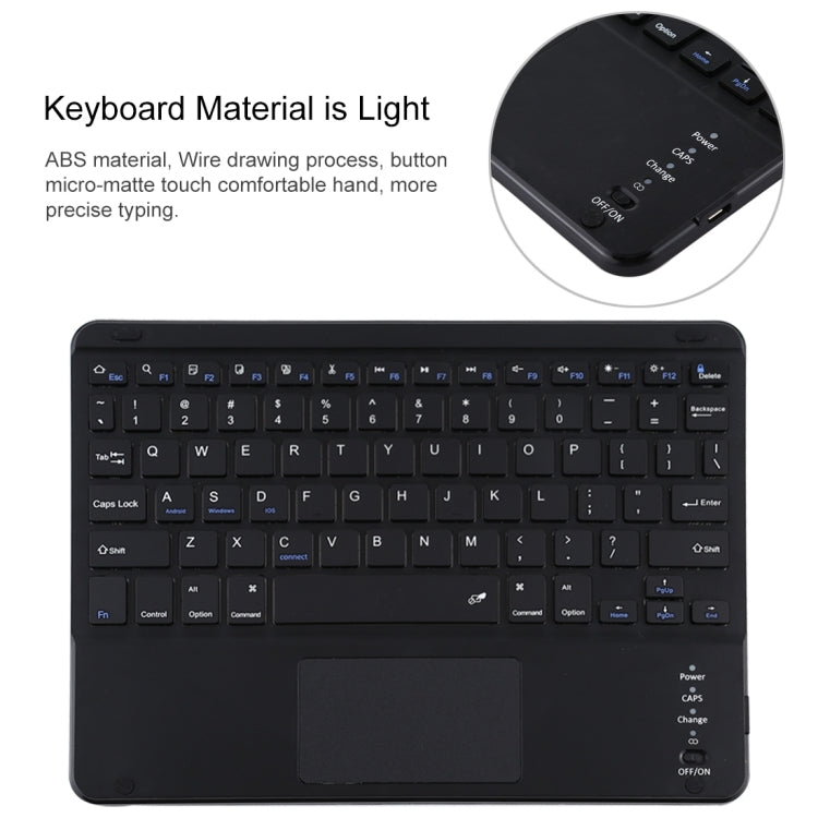 TG97BC แป้นพิมพ์ Bluetooth สีดำแบบถอดได้ + เคสแท็บเล็ตหนังไมโครไฟเบอร์สำหรับ iPad 9.7 นิ้ว พร้อมทัชแพดและช่องเสียบปากกาและที่วาง, TG97BC