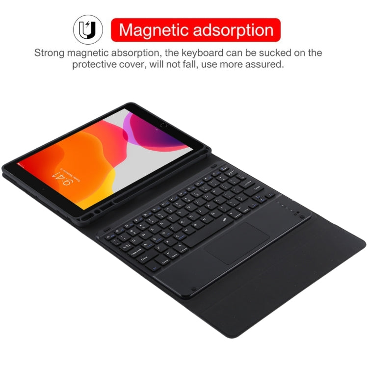 TG109BC แป้นพิมพ์ Bluetooth สีดำที่ถอดออกได้ + เคสแท็บเล็ตหนังไมโครไฟเบอร์สำหรับ iPad Air 2020 พร้อมทัชแพดและช่องเสียบปากกาและที่วาง, TG109BC