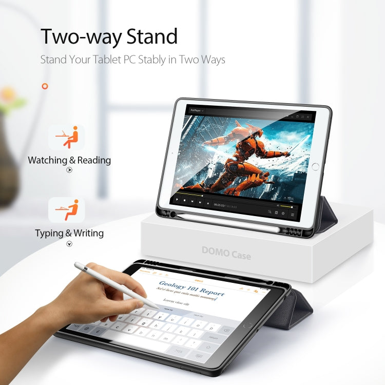 สำหรับ iPad 10.2 DUX DUCIS Domo Series ซองหนัง PU แบบแม่เหล็กพลิกแนวนอนพร้อมตัวยึดสามพับและช่องเสียบปากกาและฟังก์ชันพัก / ปลุก, For iPad 10.2