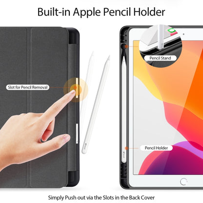 สำหรับ iPad 10.2 DUX DUCIS Domo Series ซองหนัง PU แบบแม่เหล็กพลิกแนวนอนพร้อมตัวยึดสามพับและช่องเสียบปากกาและฟังก์ชันพัก / ปลุก, For iPad 10.2